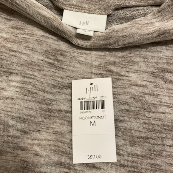 NWT J. Jill Bell-Sleeve Velour Tunic, a-line, creamy white/brown, funnel neck, S - Picture 10 of 11